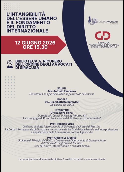 L'intangibilità dell'essere umano è il fondamento del diritto internazionale